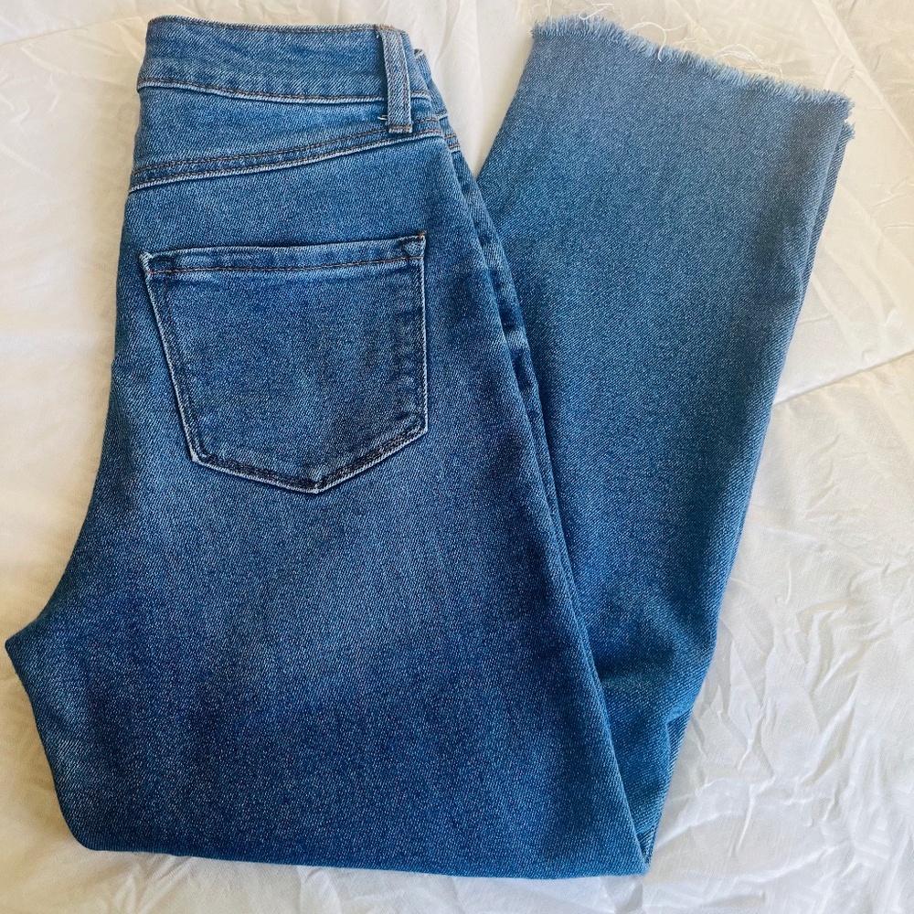 Straight leg blue jeans